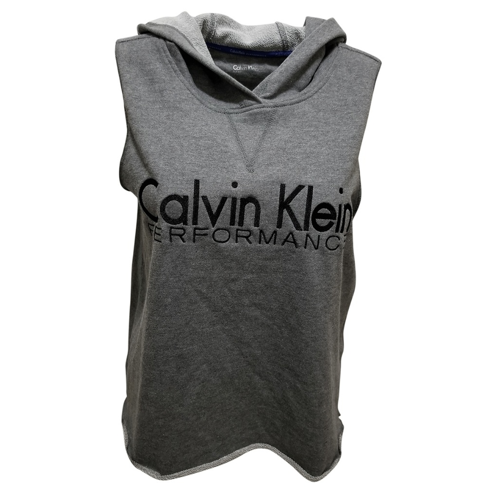 Calvin Klein Cropped Sleeveless Hoodie Gre…